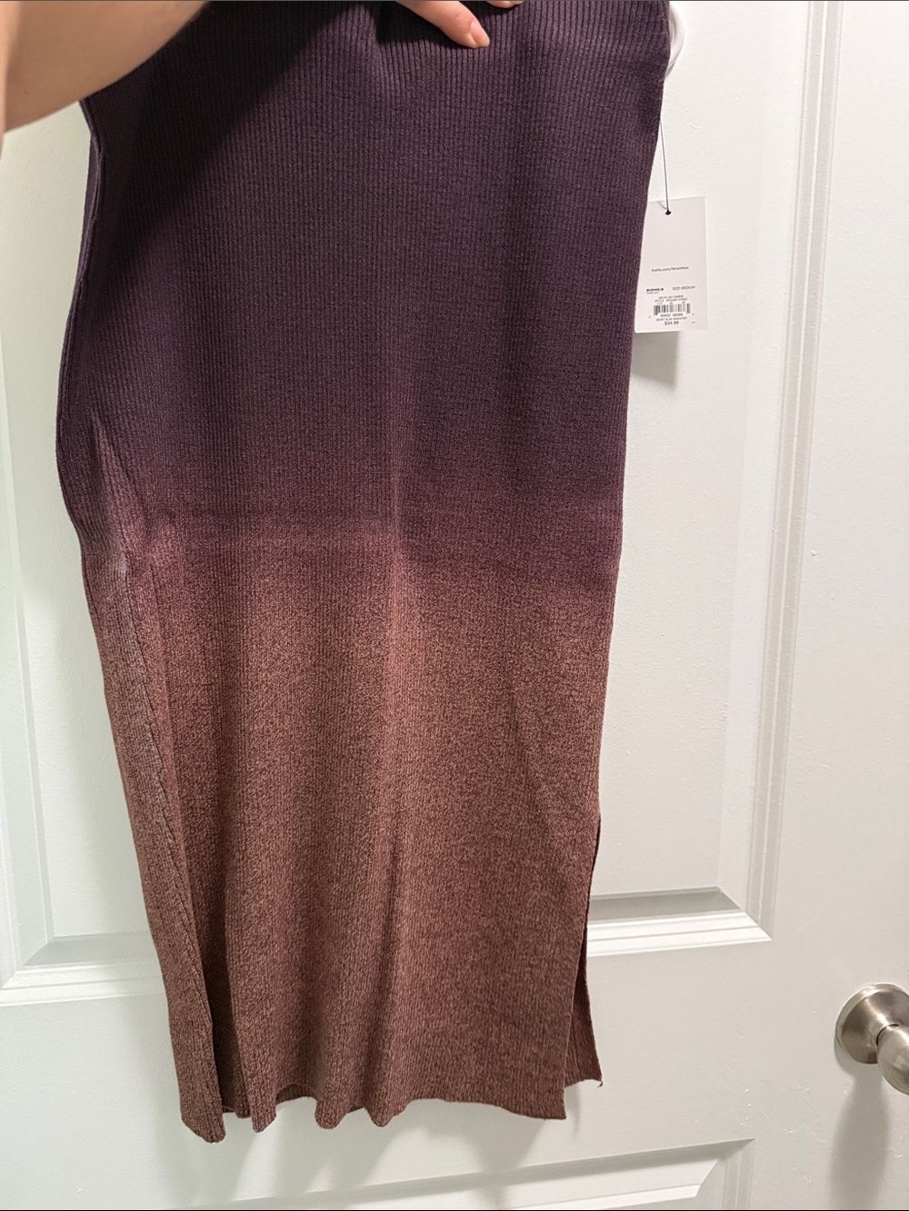 Ombre Knit Midi Skirt - Purple to Brown